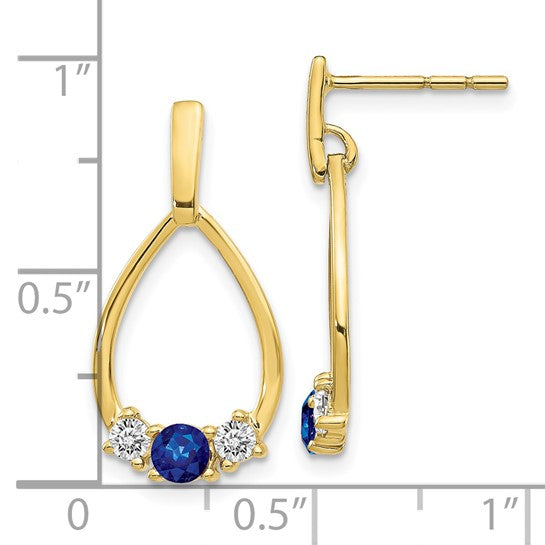 10K Yellow Gold Blue and White Sapphire Earrings