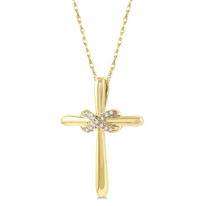 10K Yellow Gold Diamond Cross Necklace