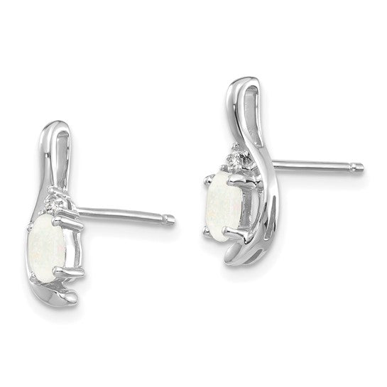 14K White Gold Opal Earrings