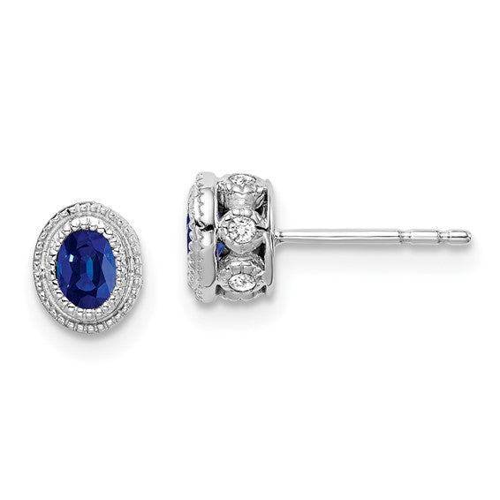 14k White Gold Sapphire and Diamond earrings