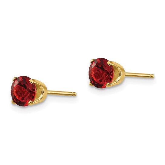 14K Yellow Gold Garnet Earrings