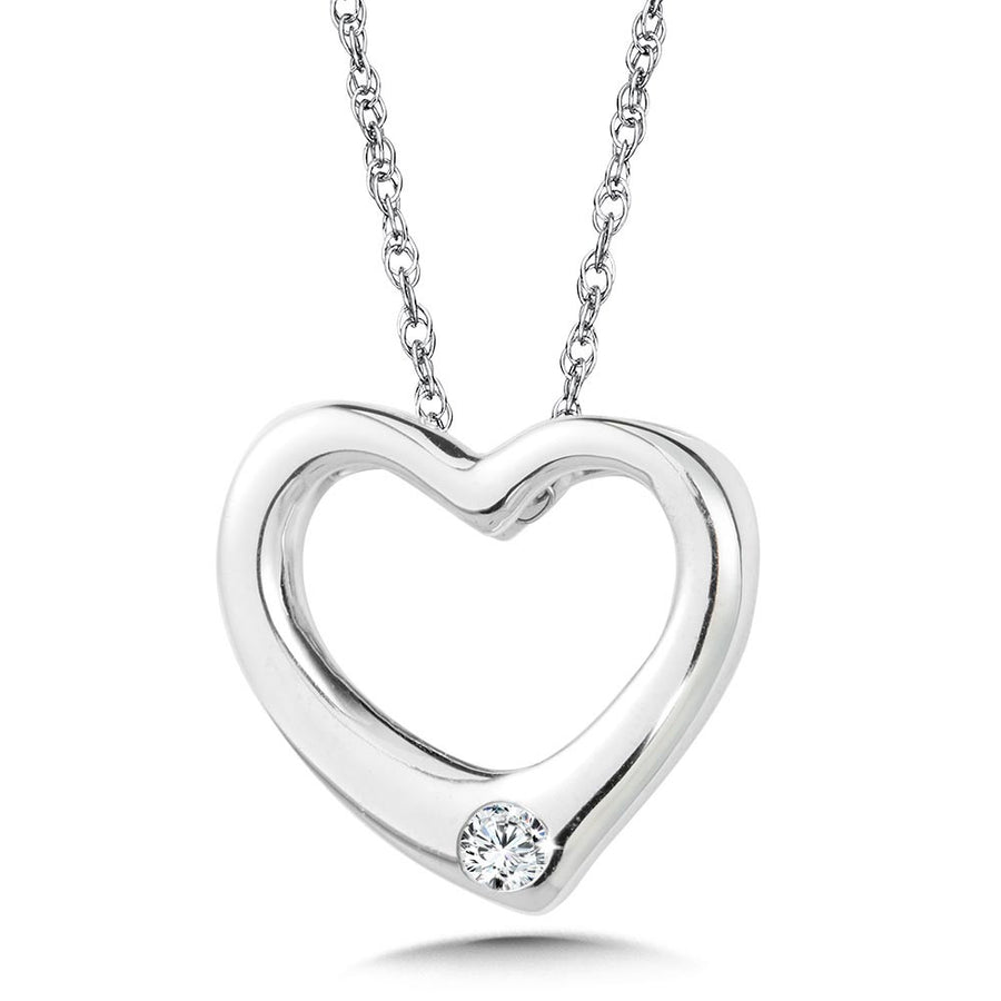 Sterling Silver 0.05ct. Diamond Heart Necklace