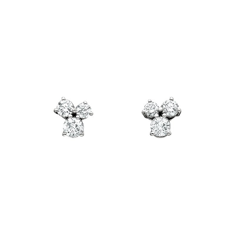 Whtie Gold Three Stone Cluster Diamond Earrings 0.25ctw