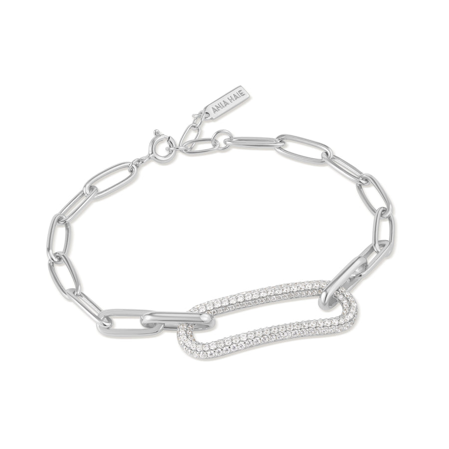 Silver Pave Link Bracelet