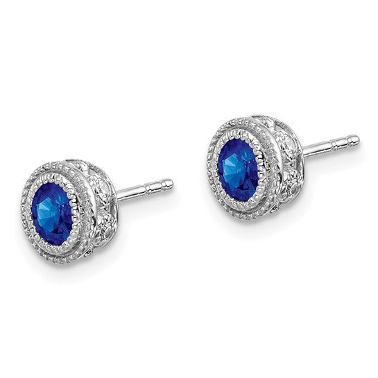 14k White Gold Sapphire and Diamond earrings