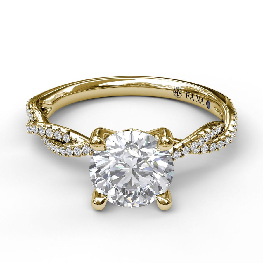 14K Yellow Gold 0.14ct Semi-Mount Engagement Ring