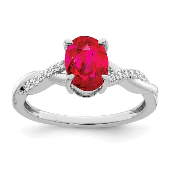 14K White Gold Ruby and Diamond Ring