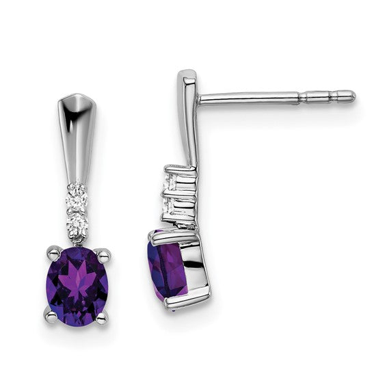 14k White Gold Amethyst Earnings