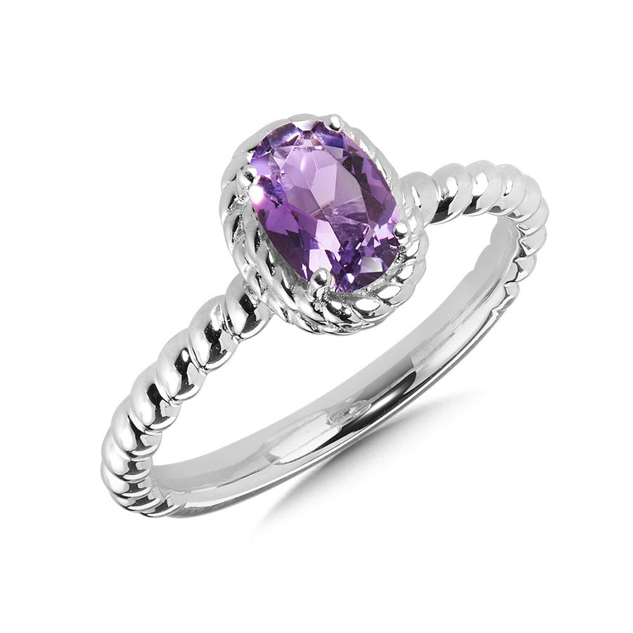 Sterling Silver Oval Amethyst Ring