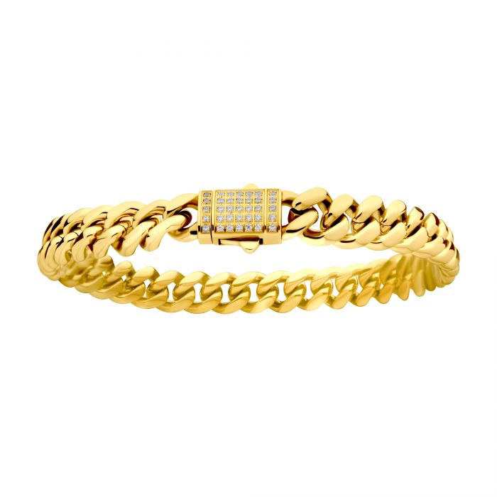 8mm 18K Gold IP Miami Cuban Chain Bracelet 8