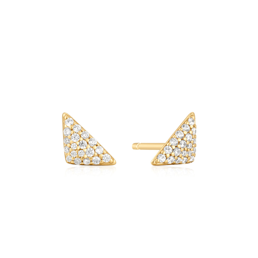 Gold Triangular Pav? Studs