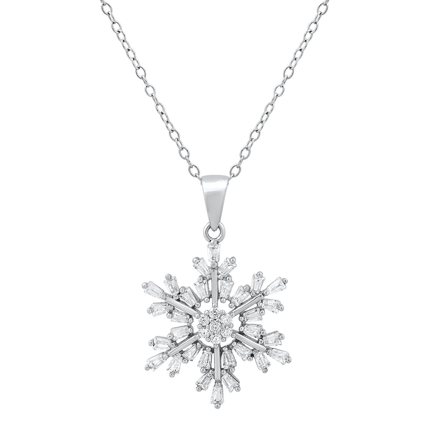 Sterling Silver Snowflake CZ Necklace