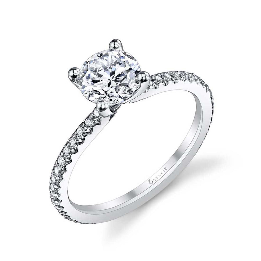 14K White Gold Diamond Semi-Mount Engagement Ring