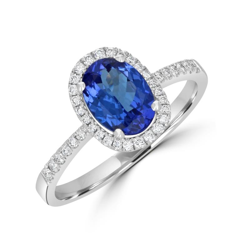 14K White Gold Tanzanite and Diamond Ring