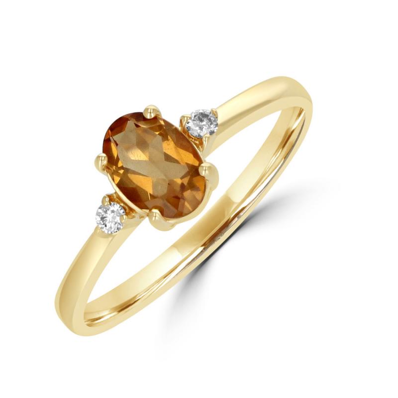 14K Yellow Gold Citrine and Diamond Ring