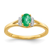 10K Yellow Gold Emerald and Diamond Ring