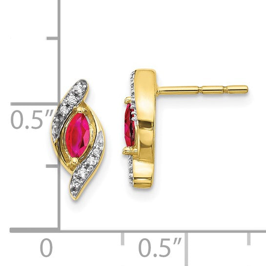 10k yellow gold Ruby and Diamond earrings