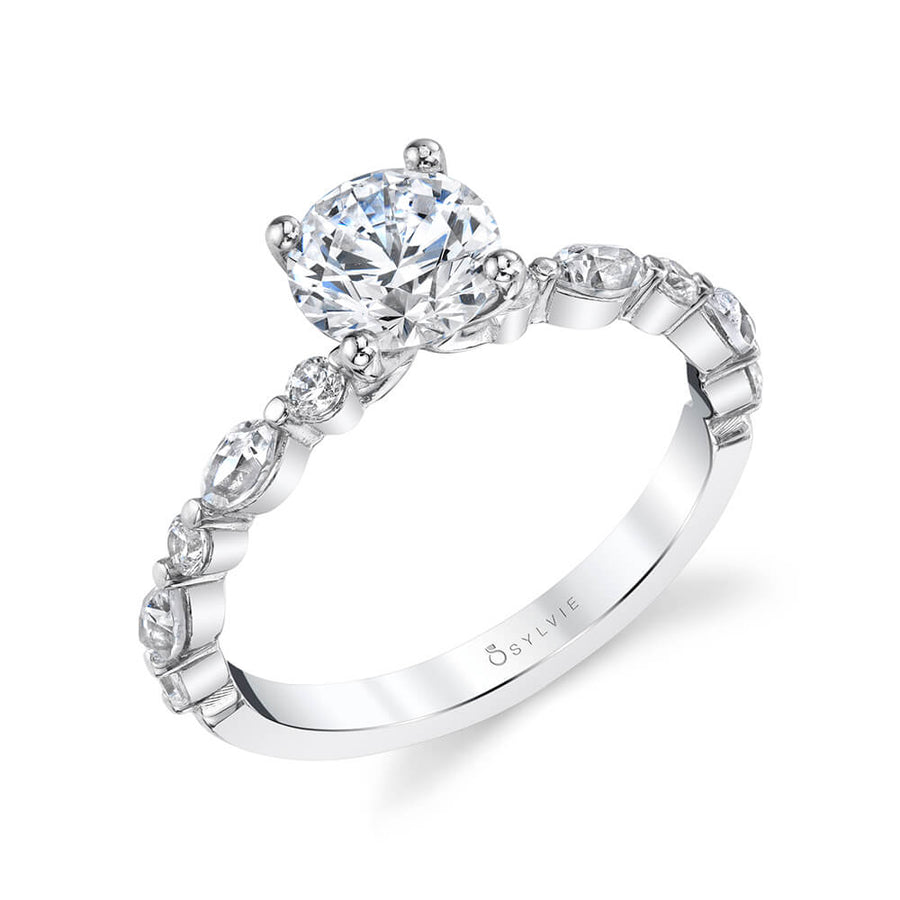 14K White Gold Diamond Semi-Mount Engagement Ring