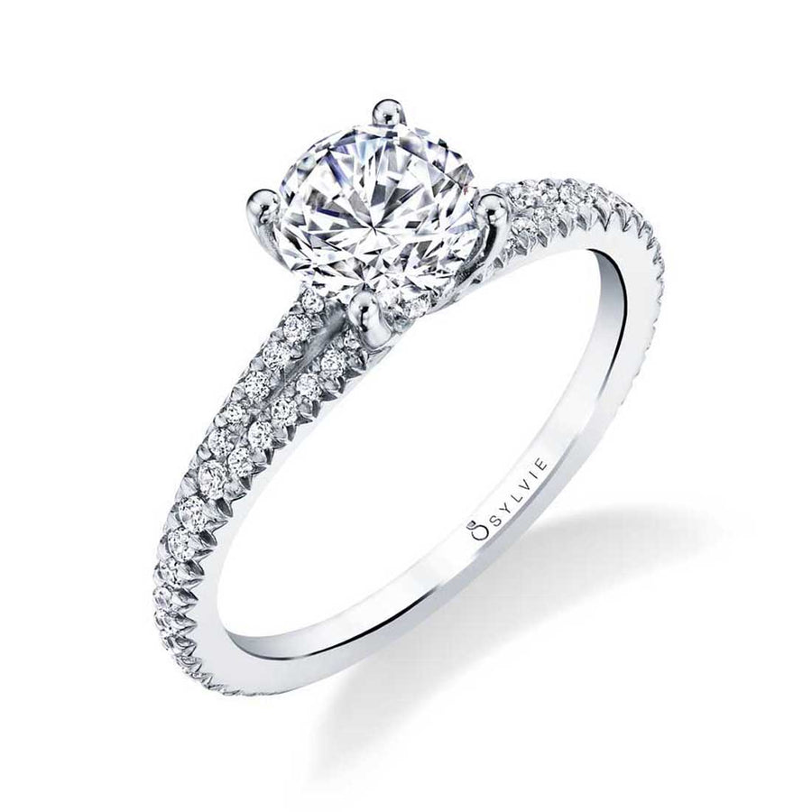 14K White Gold Diamond Semi-Mount Engagement Ring