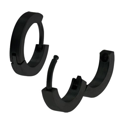 Black IP Plain 2MM Huggies Earrings