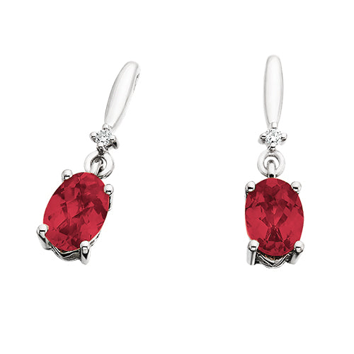 10K White Gold Garnet and Diamond Earrings