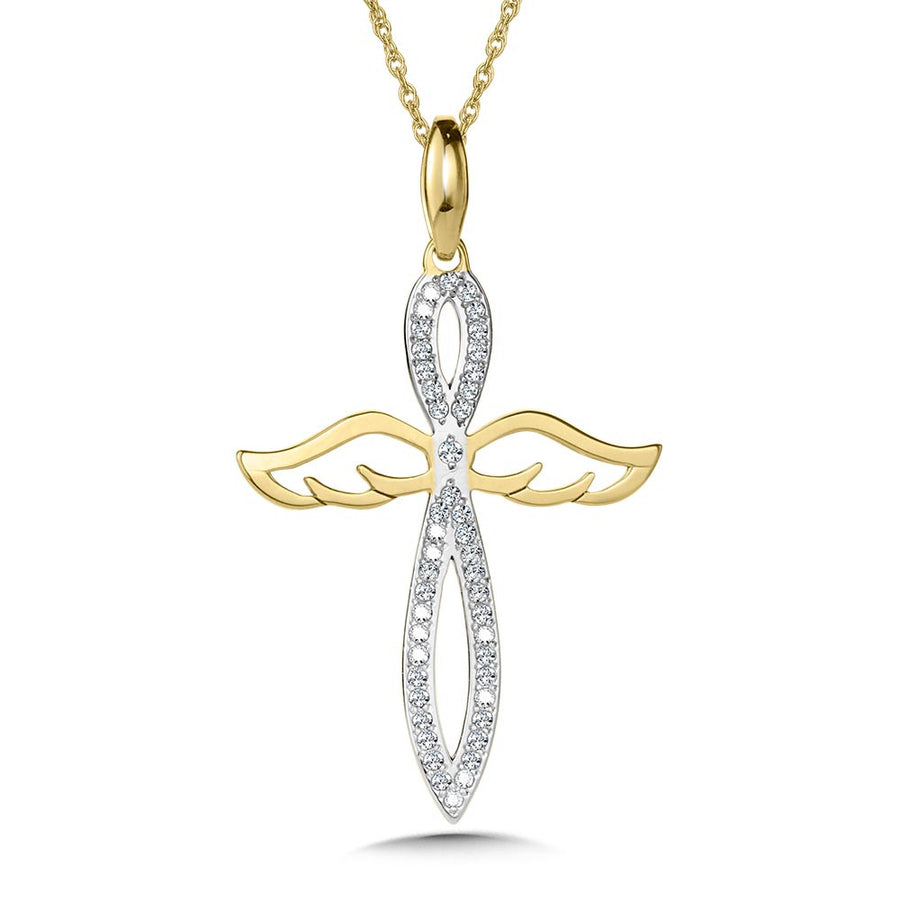 14K Two Tone Gold Cross Necklace