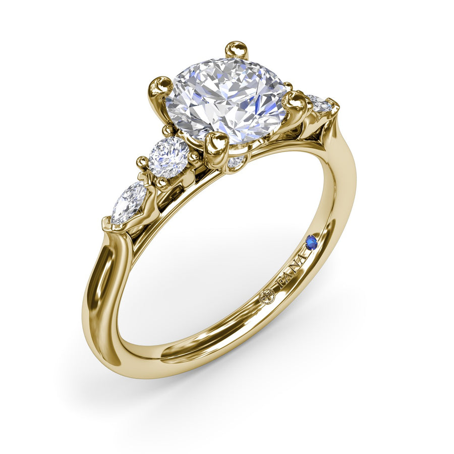 14K Two Tone Gold 0.20ct Semi-Mount Engagement Rin