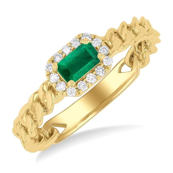 10K Yellow Gold Emerald and Diamond Ring