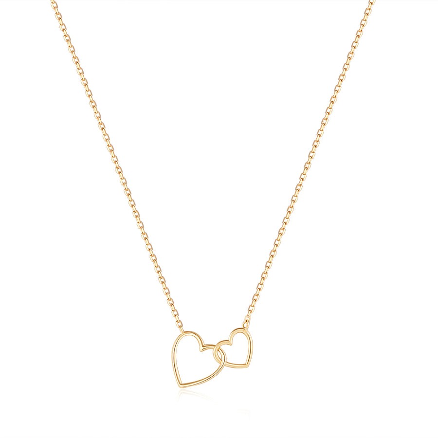 14k Yellow Gold  Interlocked Hearts Necklace