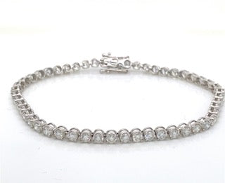 14K White Gold Lab Grown Diamond Tennis Bracelet 5.00ct