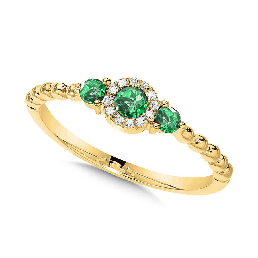 14K Yellow Gold Emerald and Diamond Ring