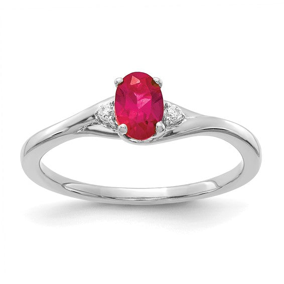 14K White Gold Ruby and Diamond Ring