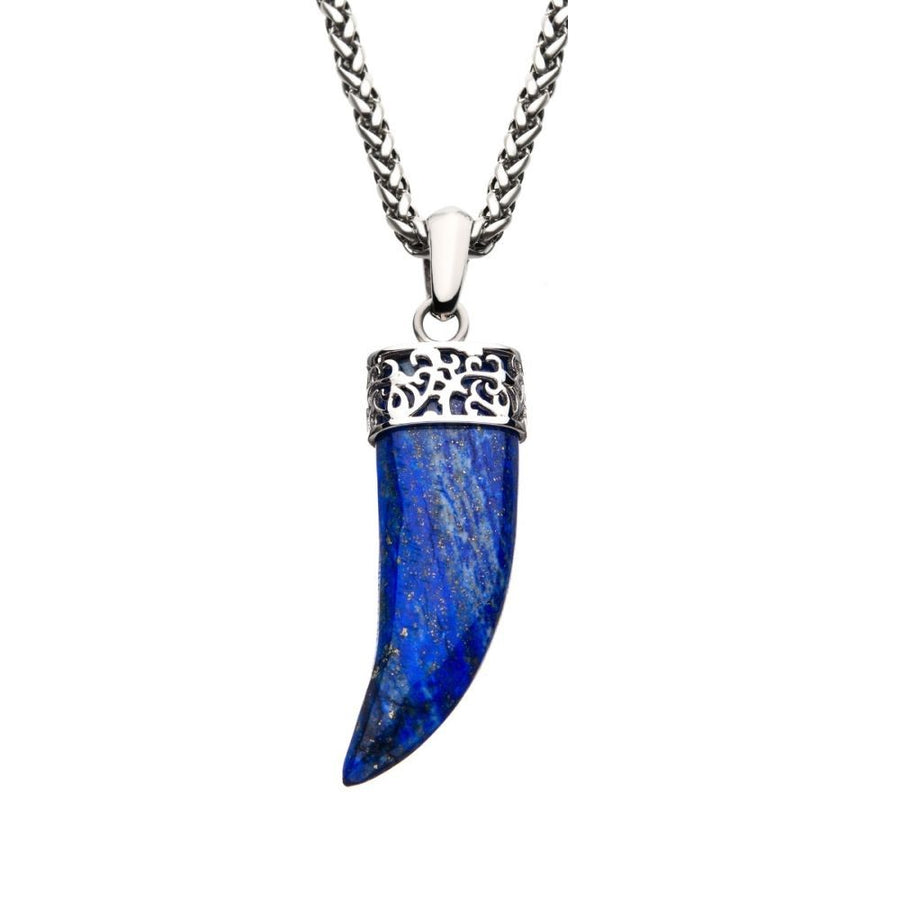 Stainless Steel with Lapis Lazuli Stone Horn Pendant