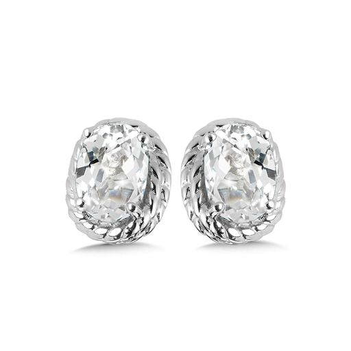 Sterling Silver Created White Sapphire Earrings