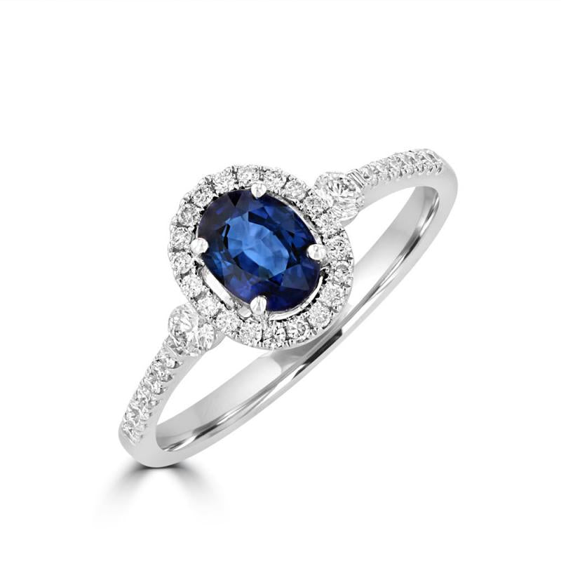 14K White Gold Sapphire and Diamond Ring