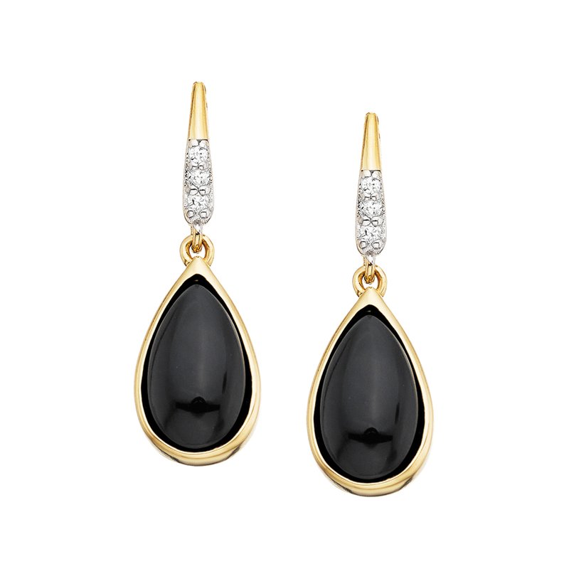 Onyx and 0.03ctw Diamond Vermeil Earrings