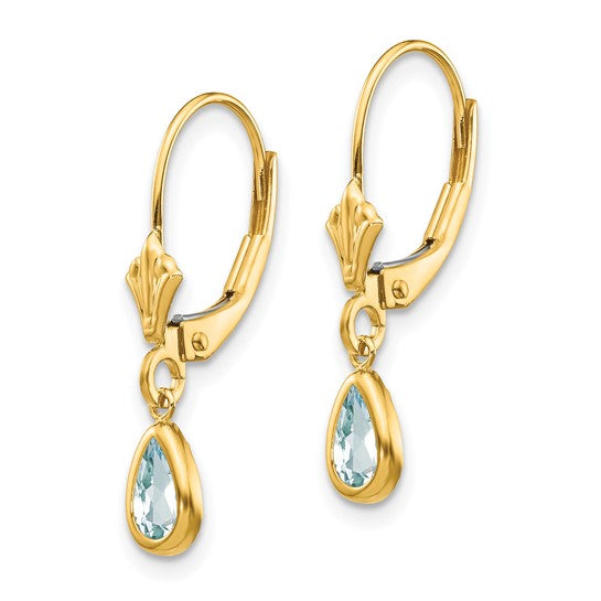 14K Yellow Gold Aquamarine Earrings