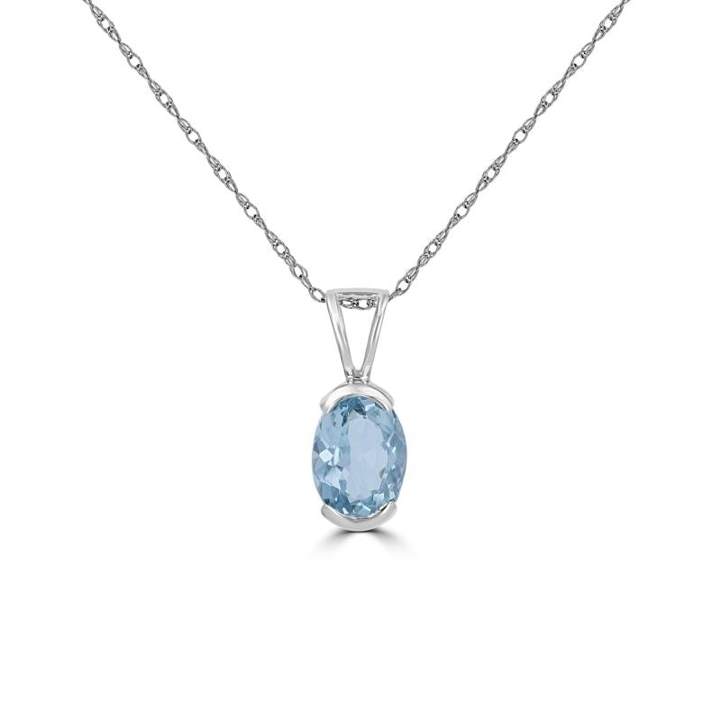 14K White Gold Aquamarine and Diamond Necklace