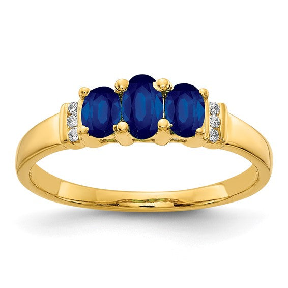 10K Yellow Gold Sapphire and Diamond Ring