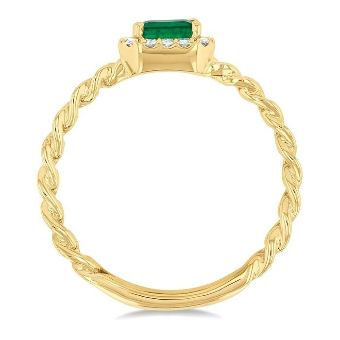 10K Yellow Gold Emerald and Diamond Ring