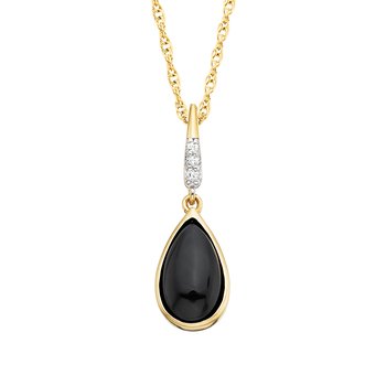 Gold Vermeil Sterling Silver Onyx and .02ct Diamond Necklace