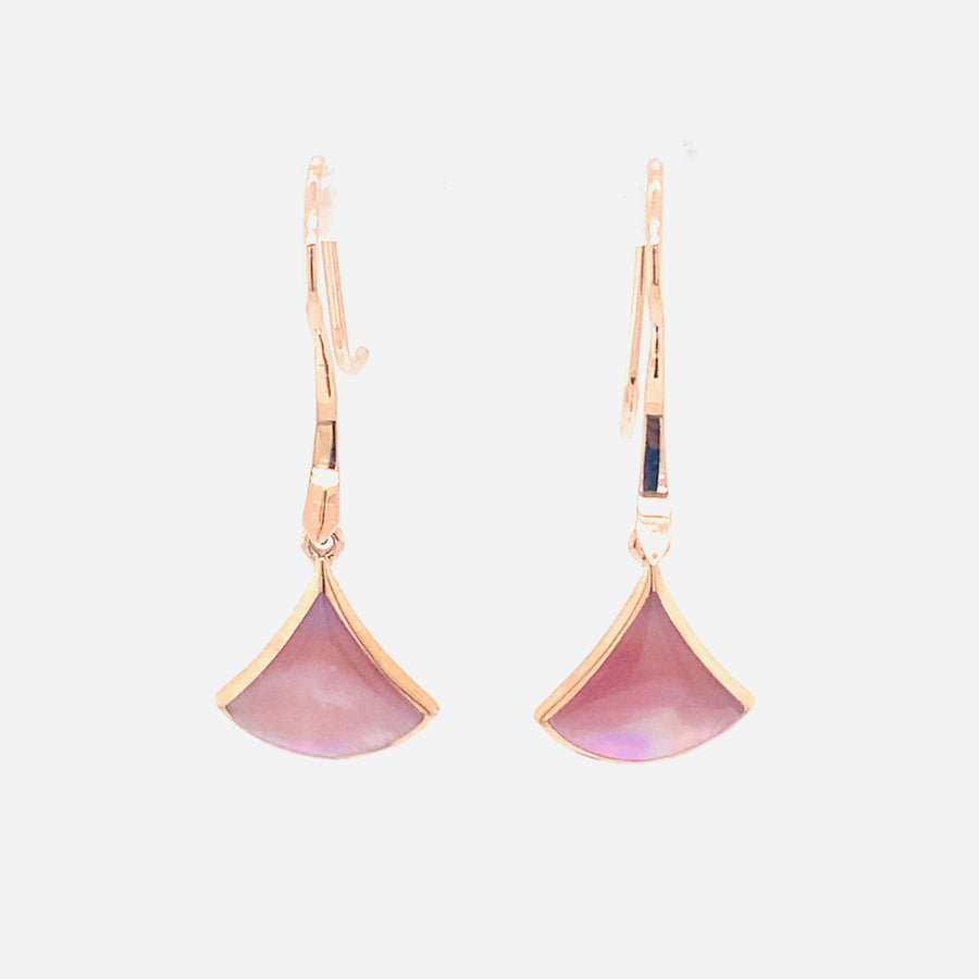 14K Rose Gold Inlay Pink Mother of Pearl Earrings